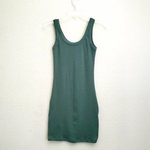 Green ribbed mini dress